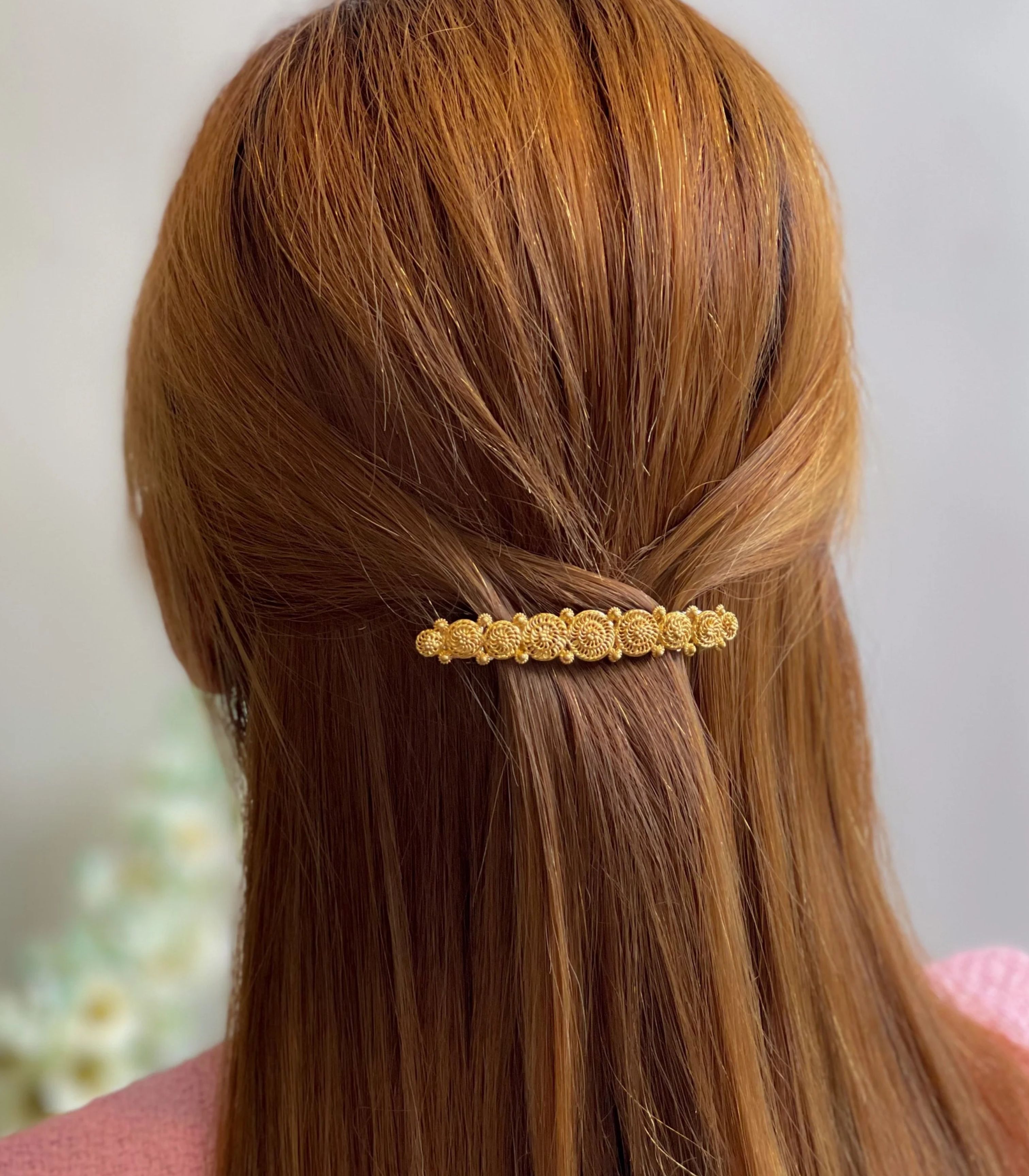 Padumna Gold Filigree Tambourine Hair Barrette - AMAMI