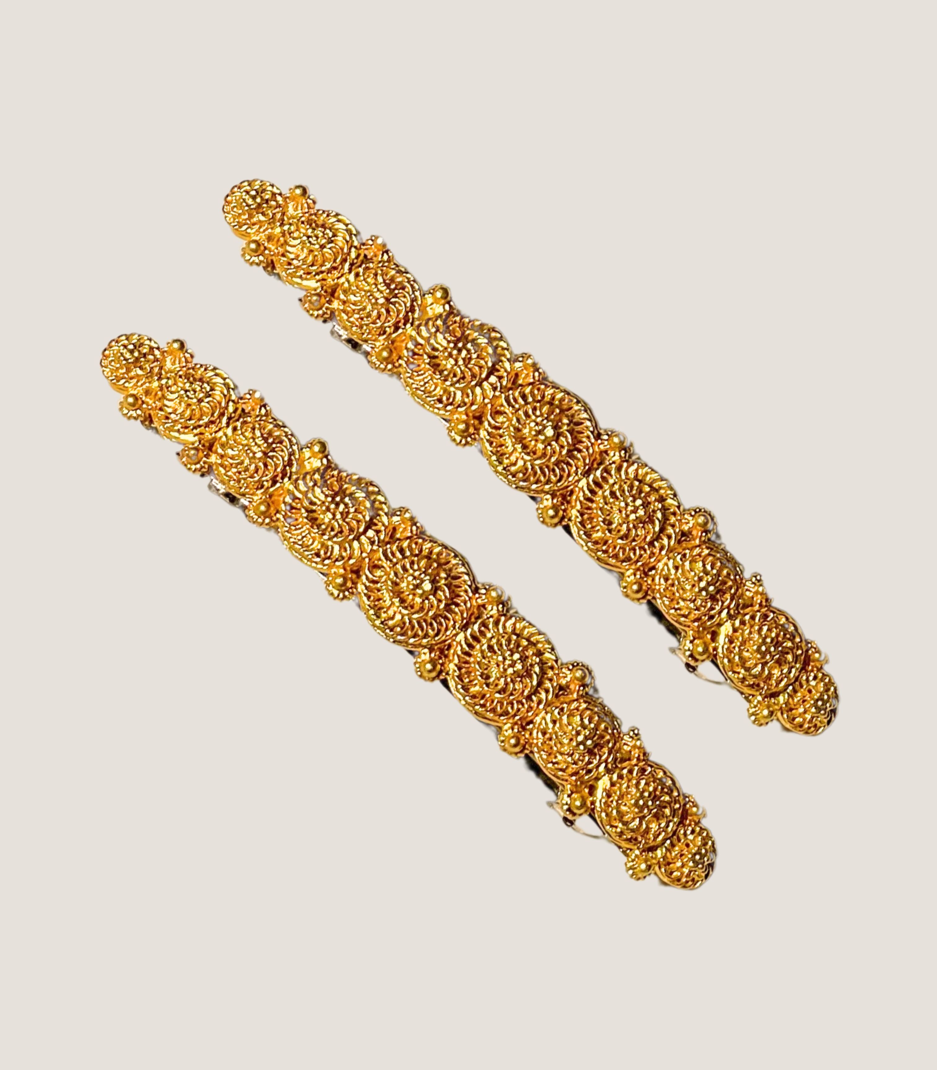 Padumna Gold Filigree Tambourine Hair Barrette - AMAMI