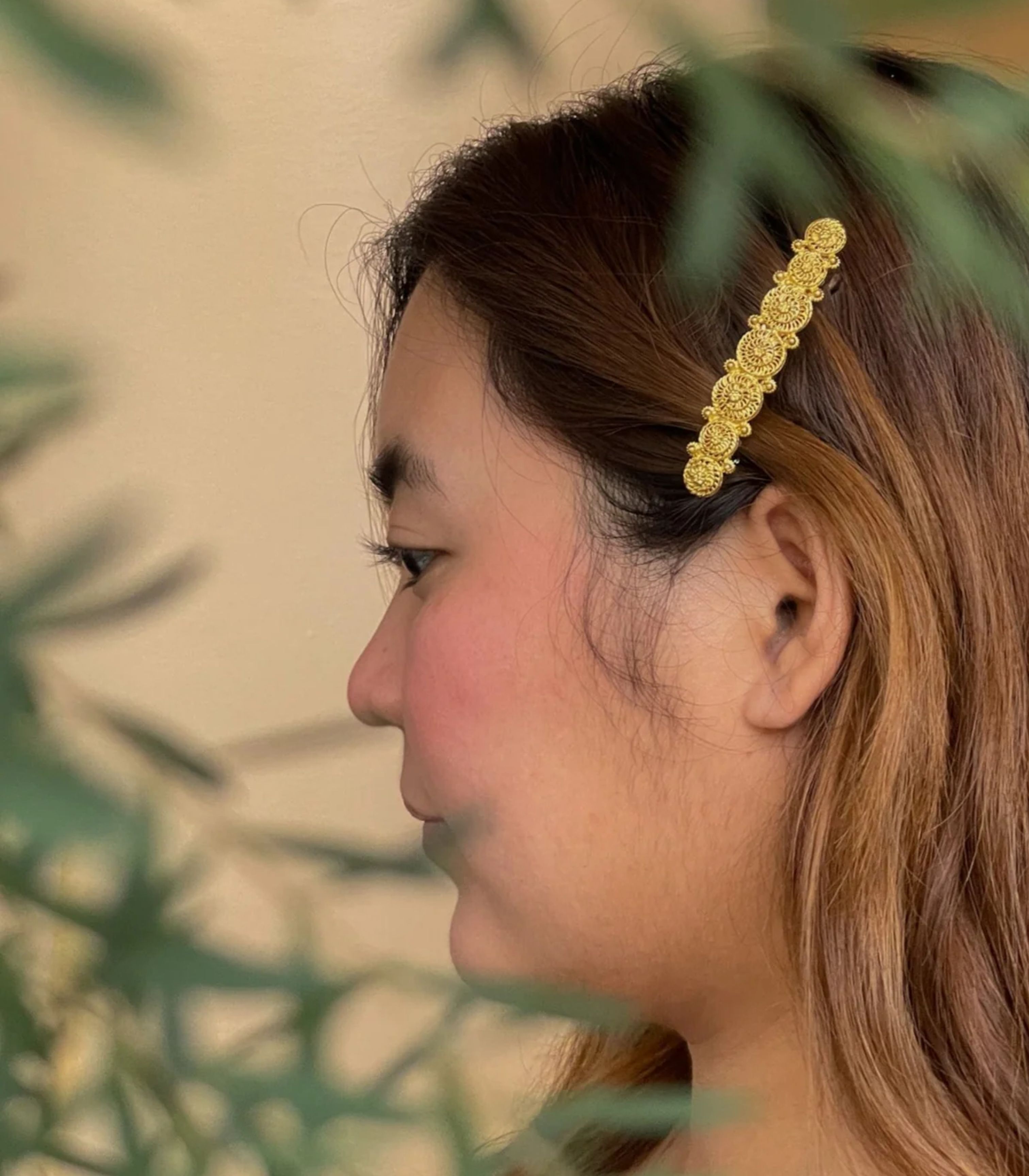 Padumna Gold Filigree Tambourine Hair Barrette - AMAMI