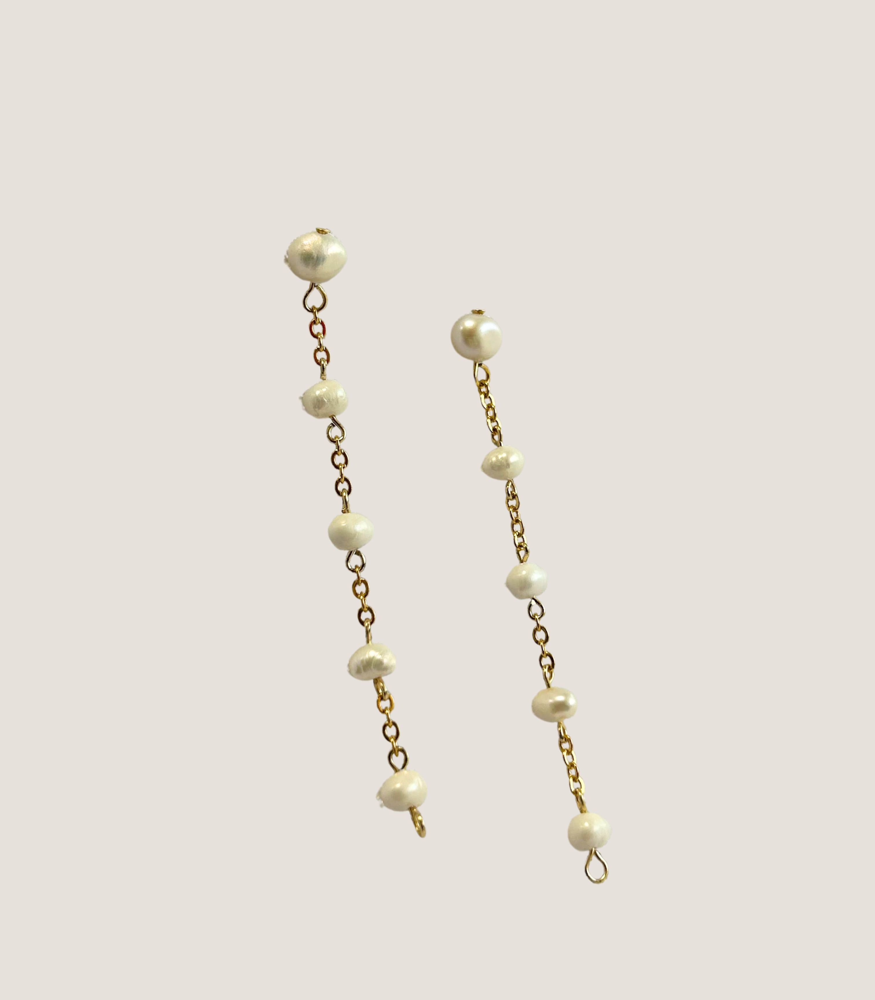 Malaya Two-Way Dangling Pearl Earrings - Arete