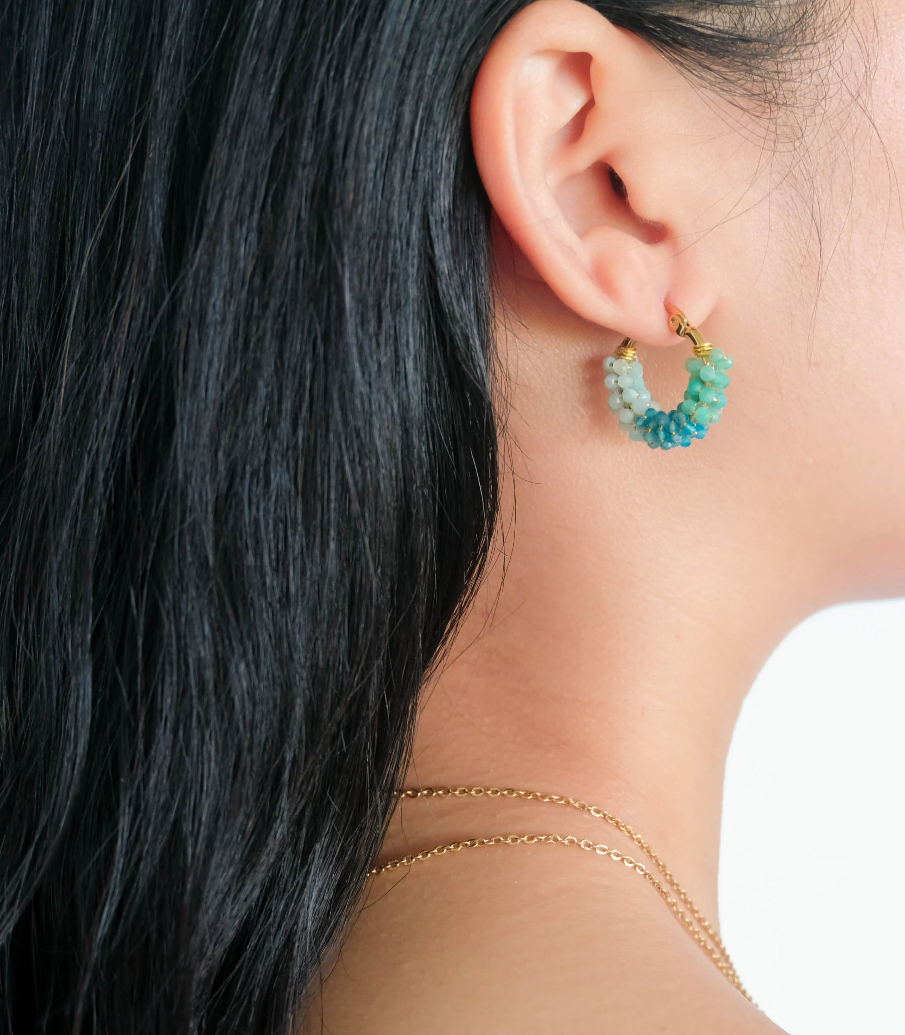 Philippine Seas Gradient Gemstone Hoop Earrings - Arete
