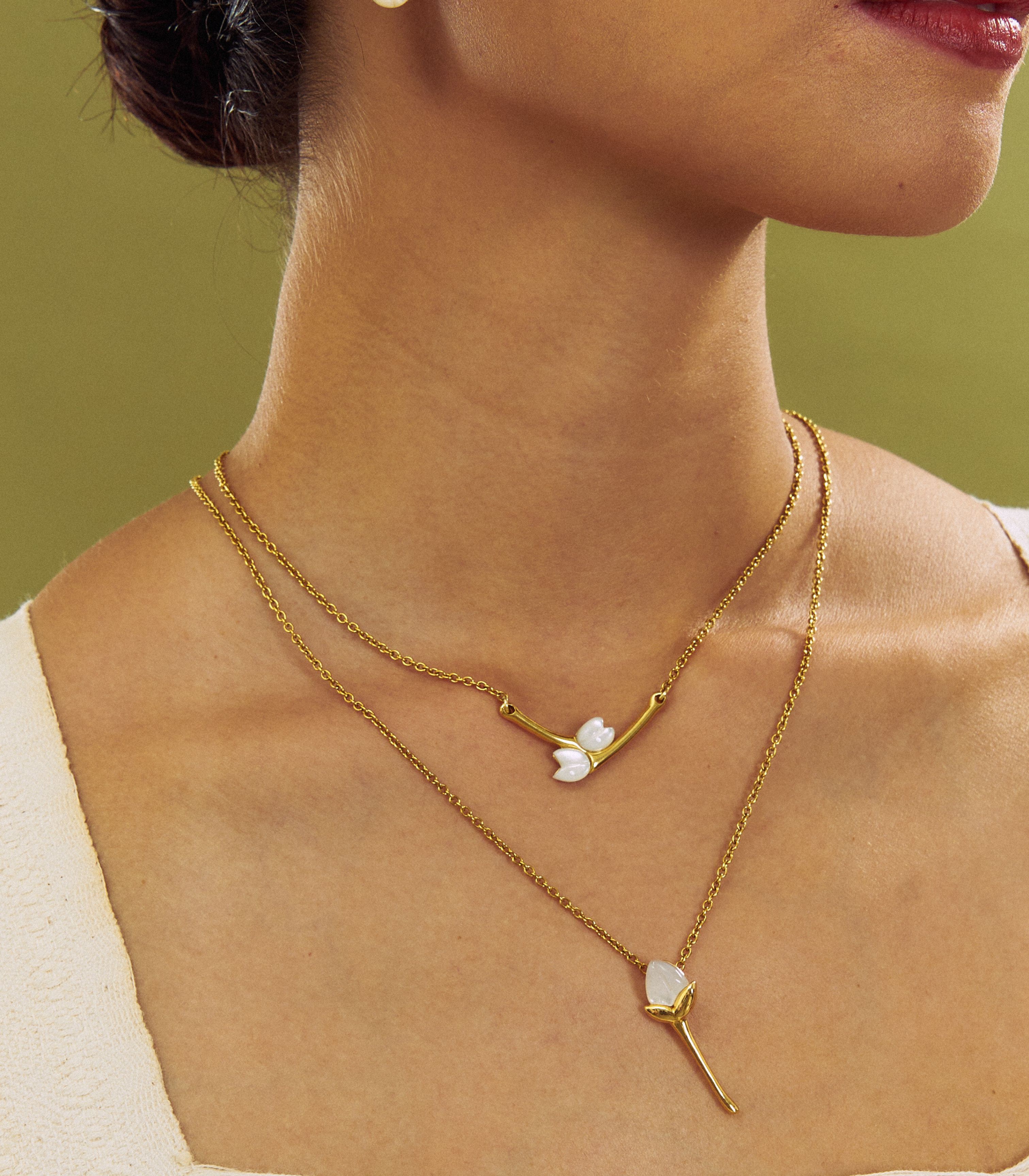 Sampaguita Bud Necklace in Mother of Pearl - Lily Jewelry