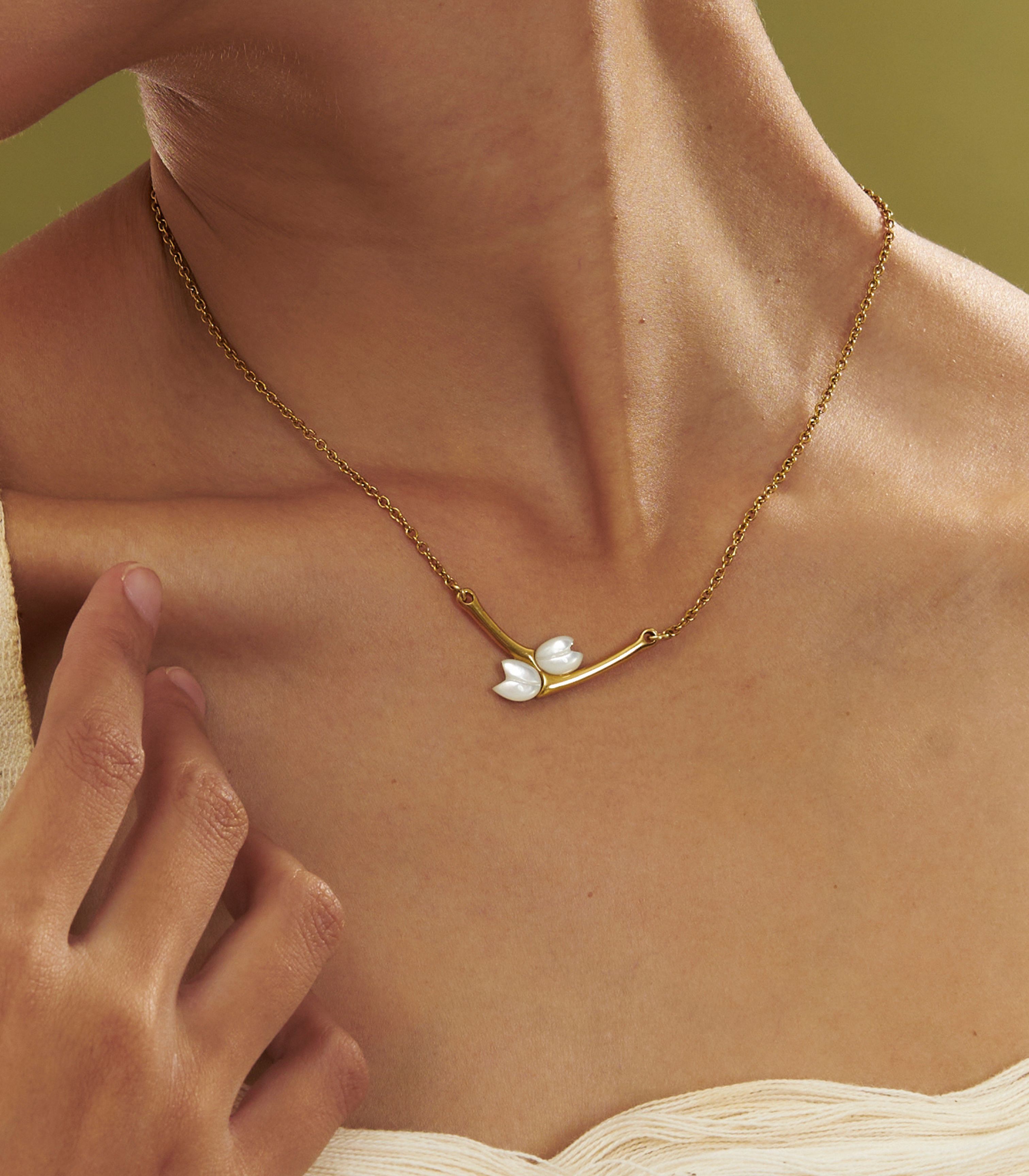 Sampaguita Twin Necklace in Mother of Pearl - Lily Jewelry