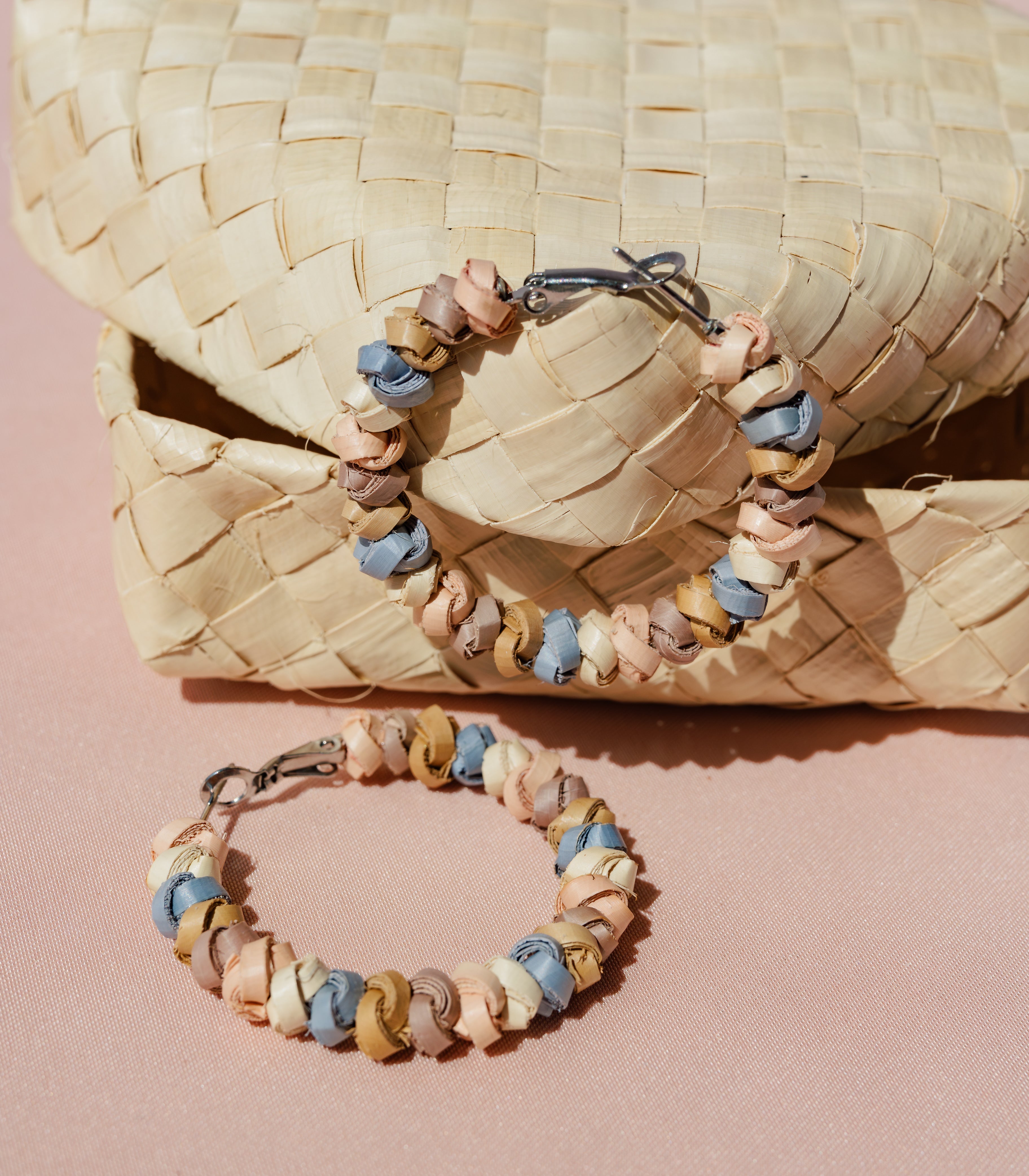 Juana Woven Beaded Hoops - Dusty Blue - Punique