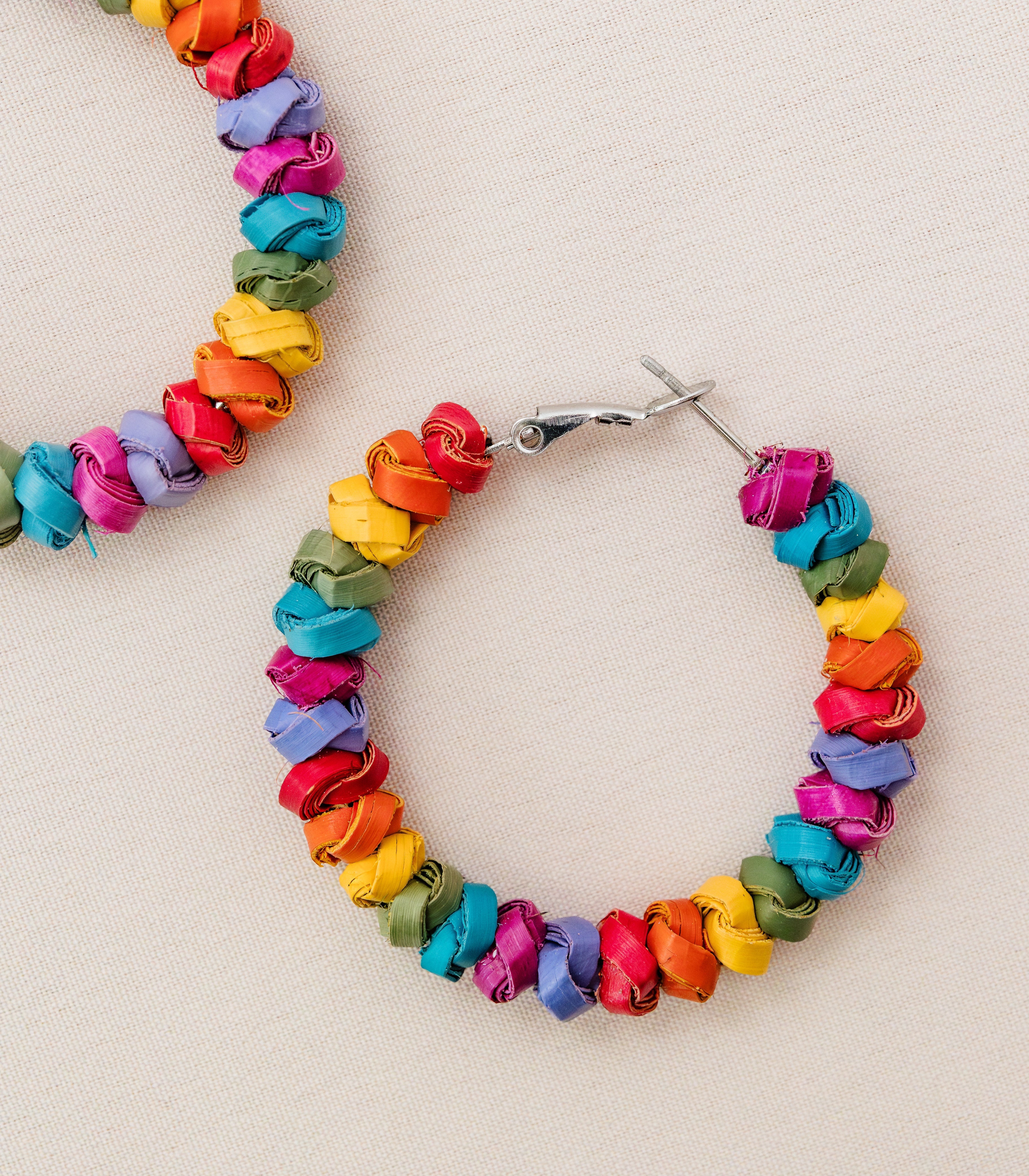 Juana Woven Beaded Hoops - Rainbow - Punique